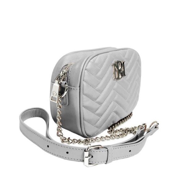 Badgley Mischka Camera Bag•Back Slip Pocket•Silver Strap•Metallic Grey NWT - Picture 2 of 6